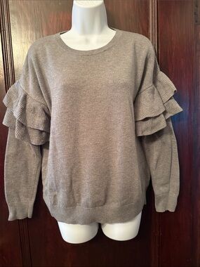 Banana Republic Ruffle-Sleeve Crewneck Sweater M